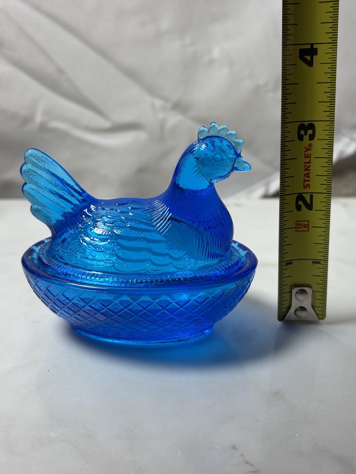 Vintage Degenhart Marine Blue Mini Hen On Nest
