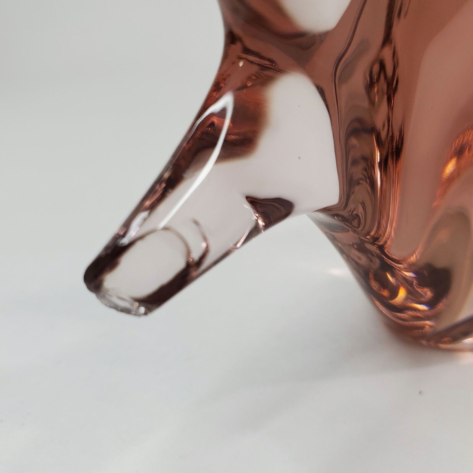 V. Nason Murano Italy Pale Pink Art Glass Angelfish Figurine Chipped Fin