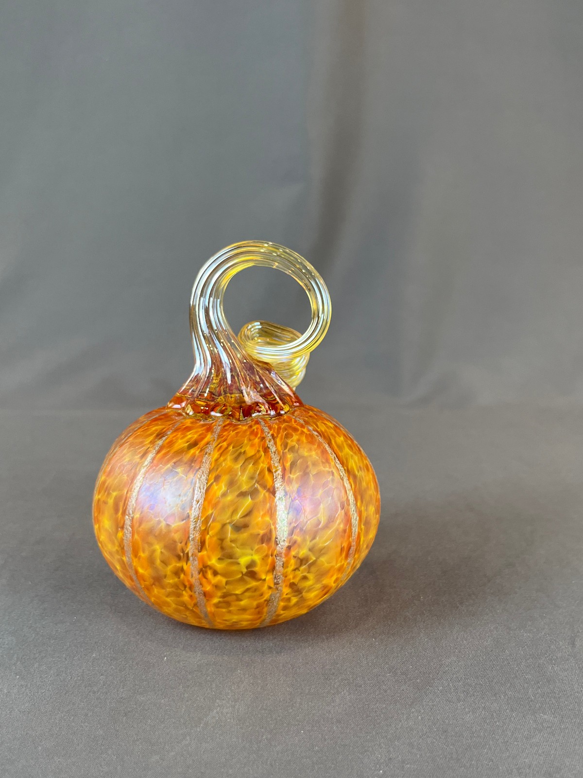 The Furnace Blown Glass SUNRISE ORANGE 4 ½” Pumpkin Signed Corey Silverman: MINT