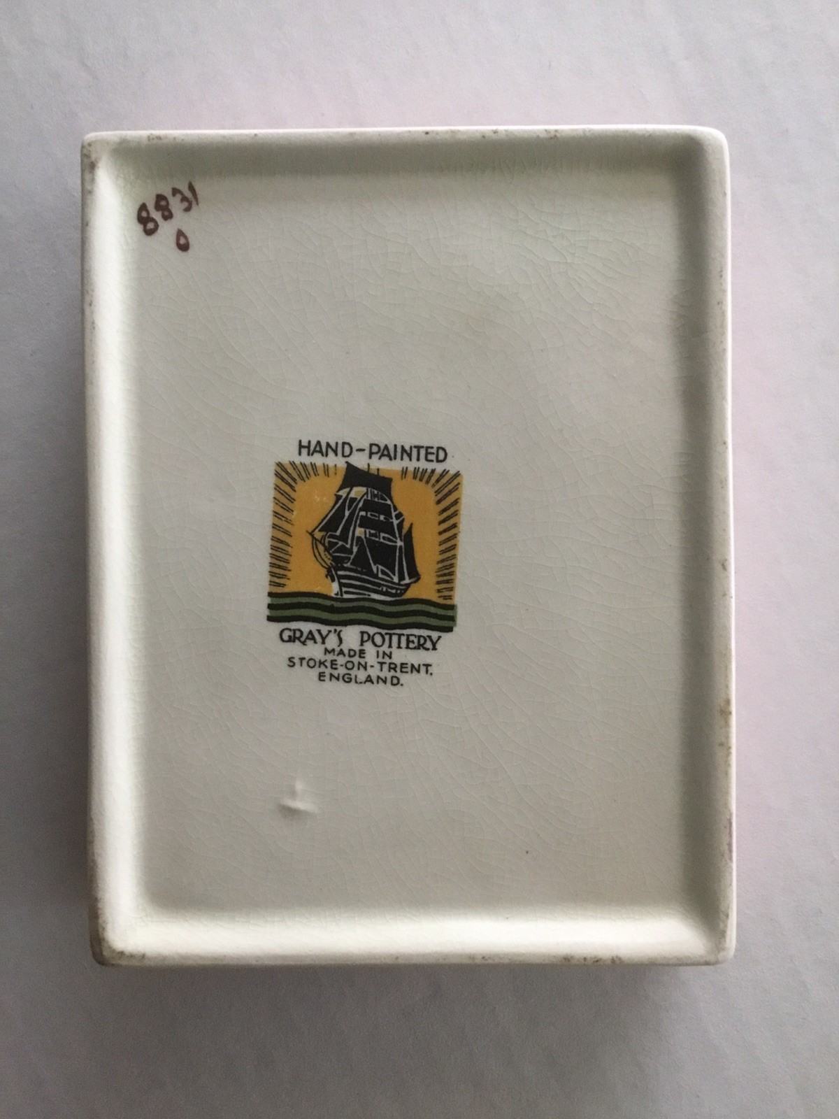 Vintage Gray’s Pottery Hand Painted Ship Trinket/Candy Box, Ceramic, 1940’s