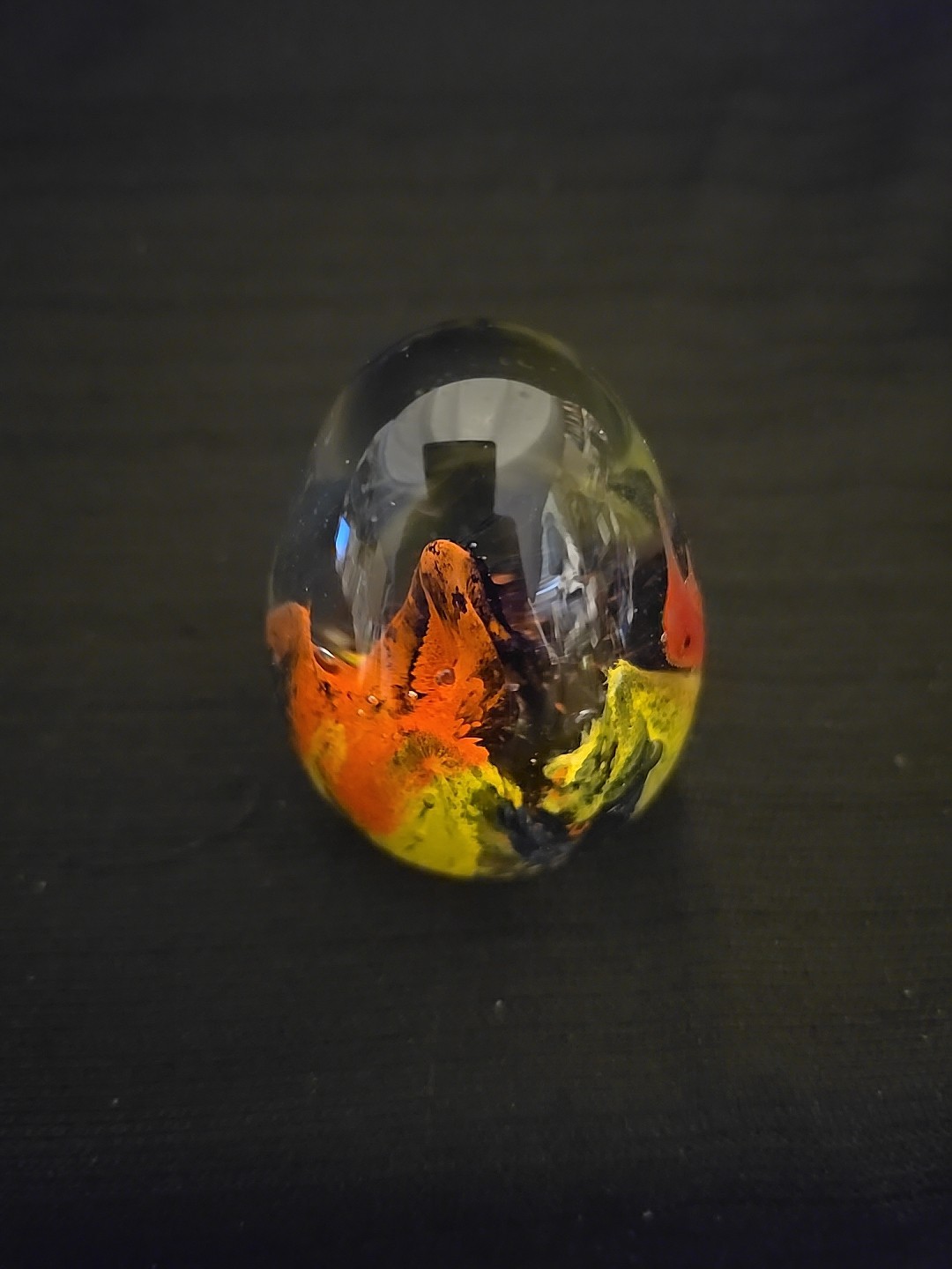 Egg Shaped Art Glass Paperweight 3”