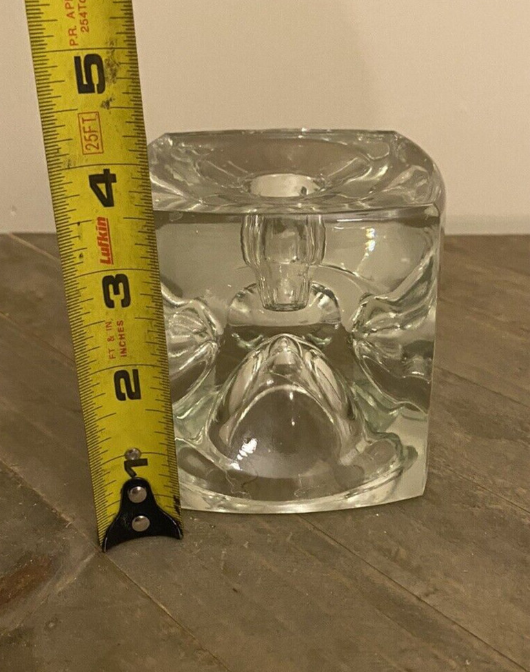 VTG Sklo Union Czech Glass Cube Candle Holder Op Art 60s Rudolf Jurnikl