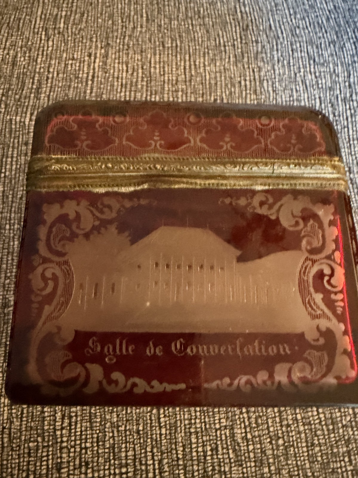 Stunning Antique Bohemian Ruby Cut to Clear Etched Glass Dresser Box