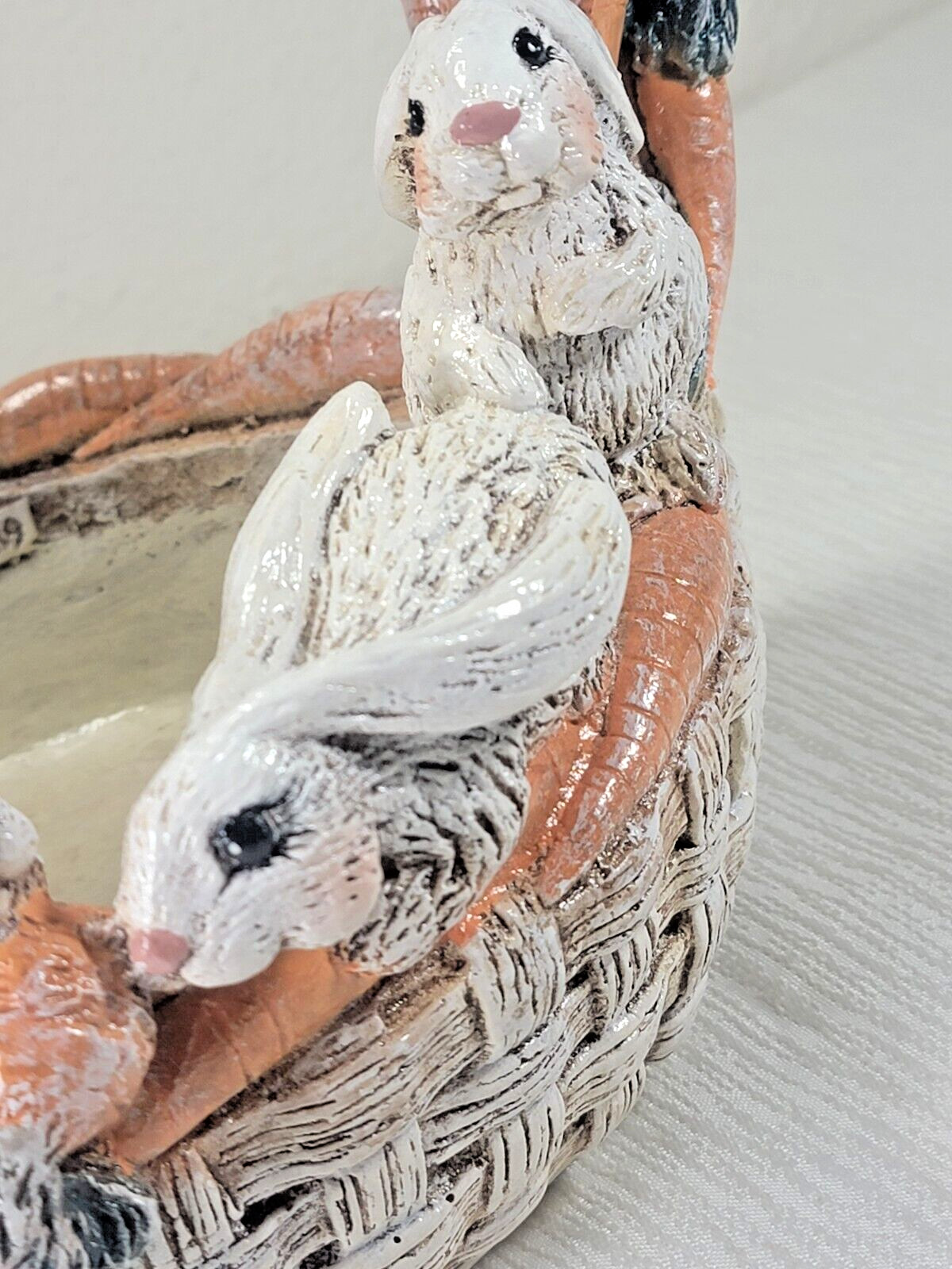Florentine Art Studio Large Basket Rabbits Statue Sculpture Easter Terracota