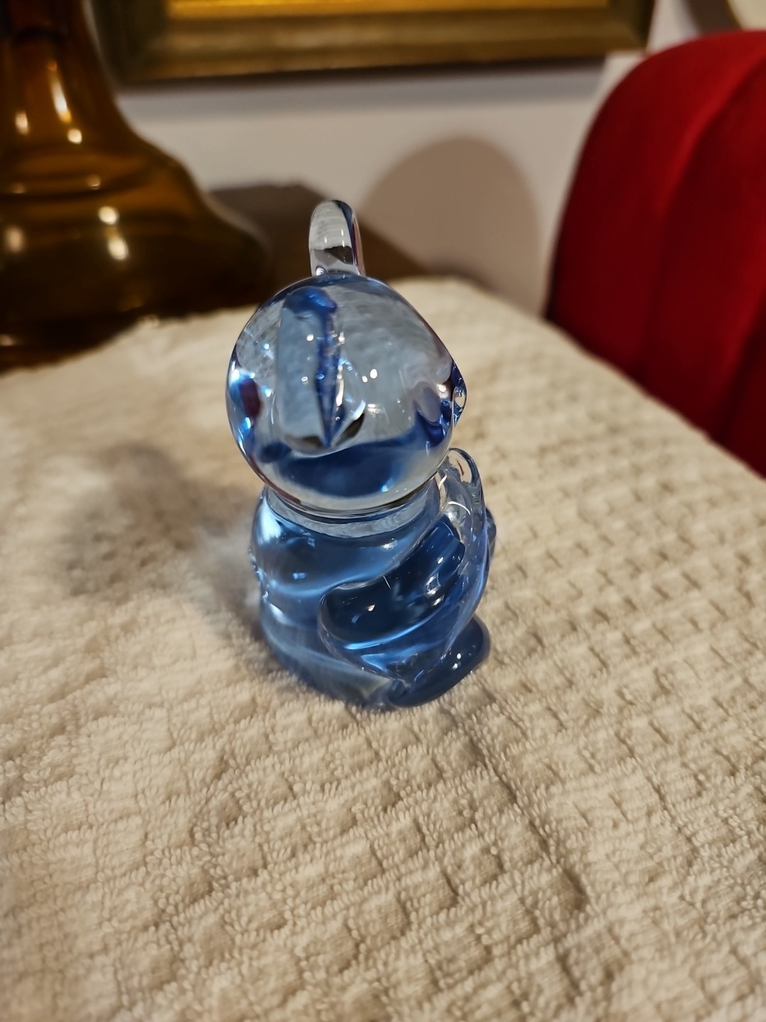 Blue Art Glass Bear Figurine 3″ tall US Commemorative Fine Art Gallery