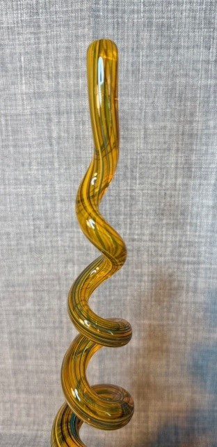 Art Glass Sculpture Orange Hand Blown Glass Twist Swirl Murano Art Glass Style