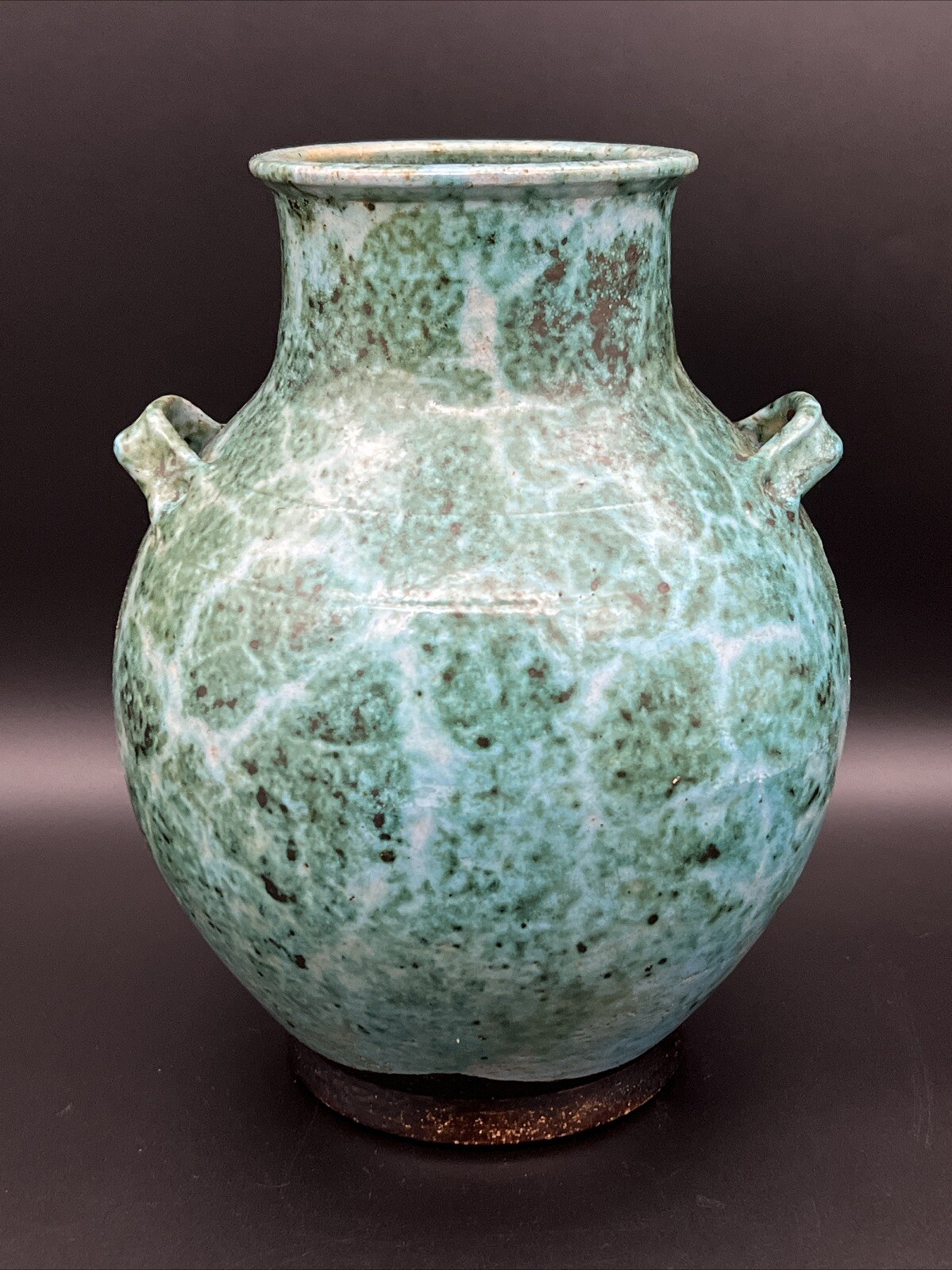 Early Ben Owen III NC Pottery Chinese Blue 10 1/4″ Han Vase -Signed 1989