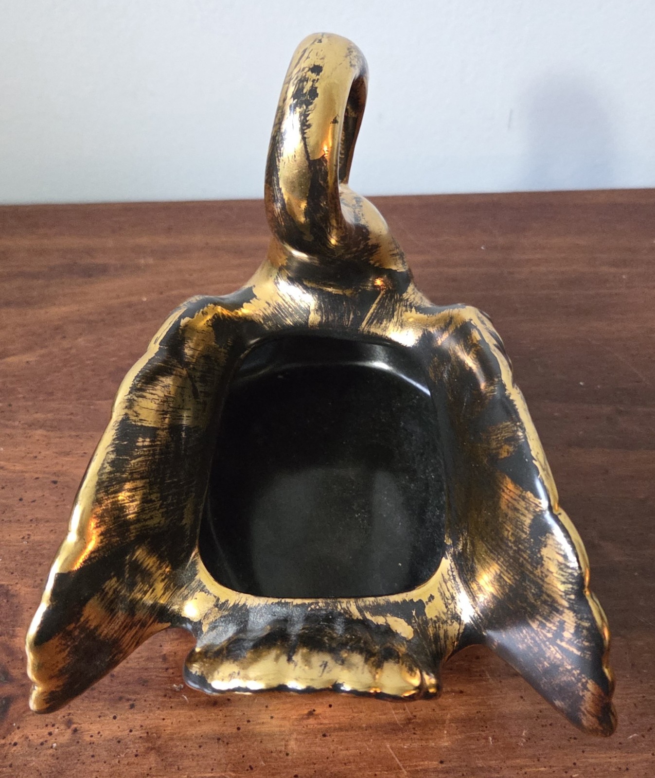 Vintage Stangl Black Gold Swan Planter Hand Painted Trenton NJ #5034 5″