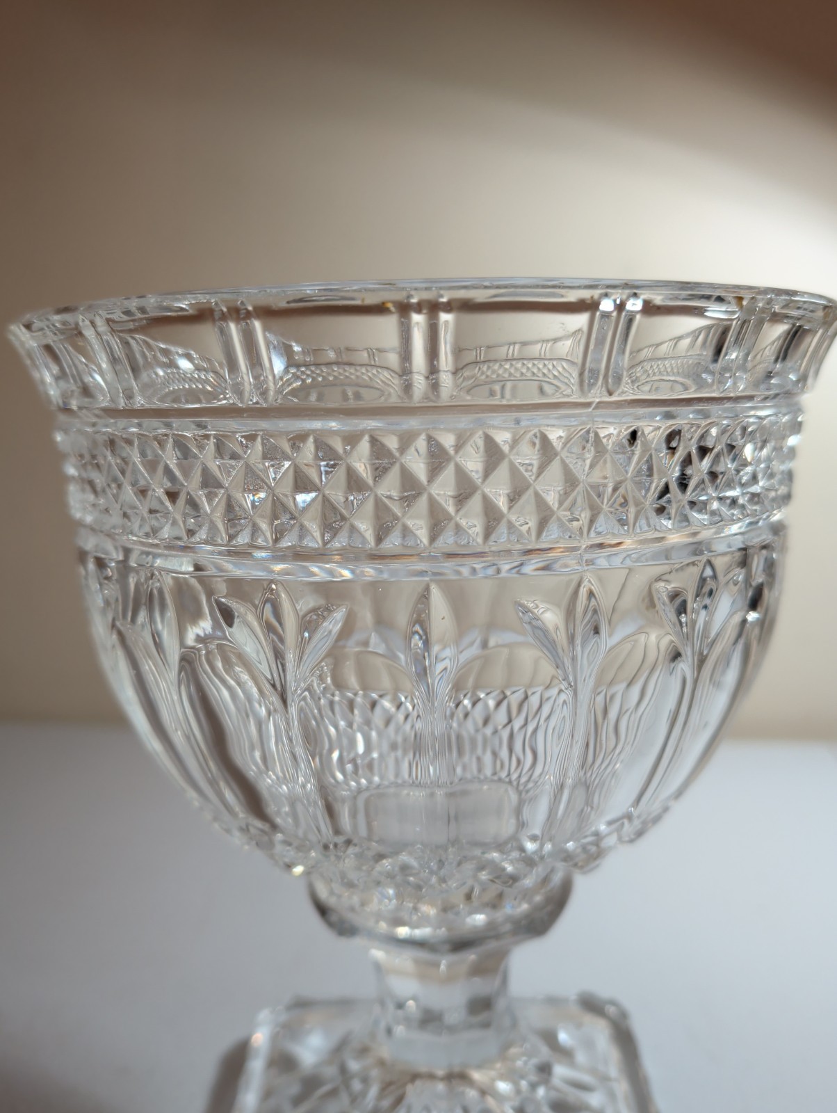 VTG GODINGER SHANNON 24% LEAD CRYSTAL HEAVY PEDESTAL COMPOTE BOWL VASE 9.5″
