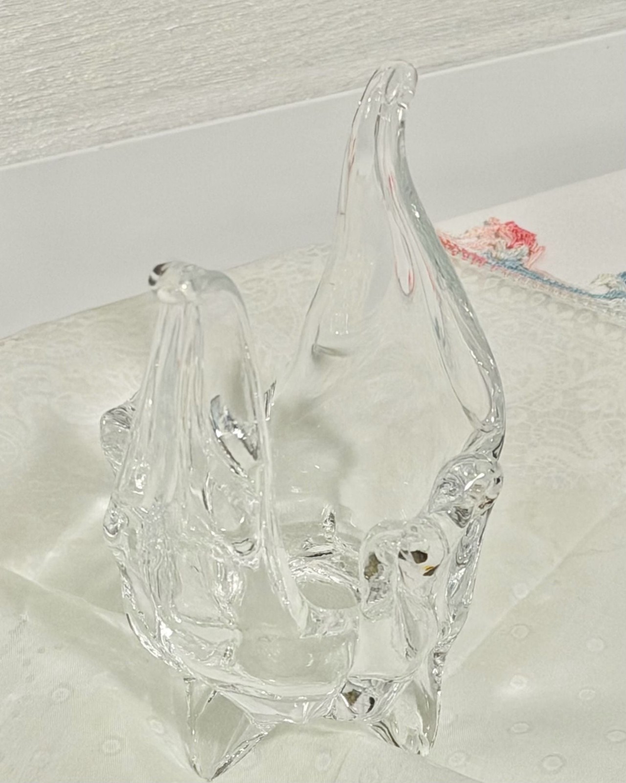 Vintage Riekes Chalet Lead Crystal Votive Candle Holder with Footed Base