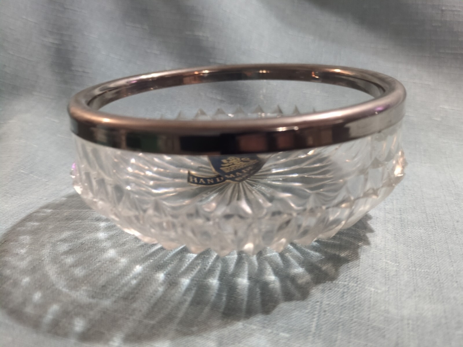 ANTIQUE VINTAGE HAND MADE CRYSTAL CUP/BOWL BRAMA ENGLAND VERY UNIQUE 5″X2″