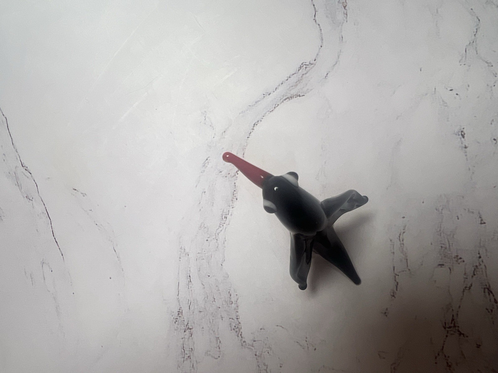 Vintage Art Glass Penguin Figurine Black White Red Hand Blown Bird Decor