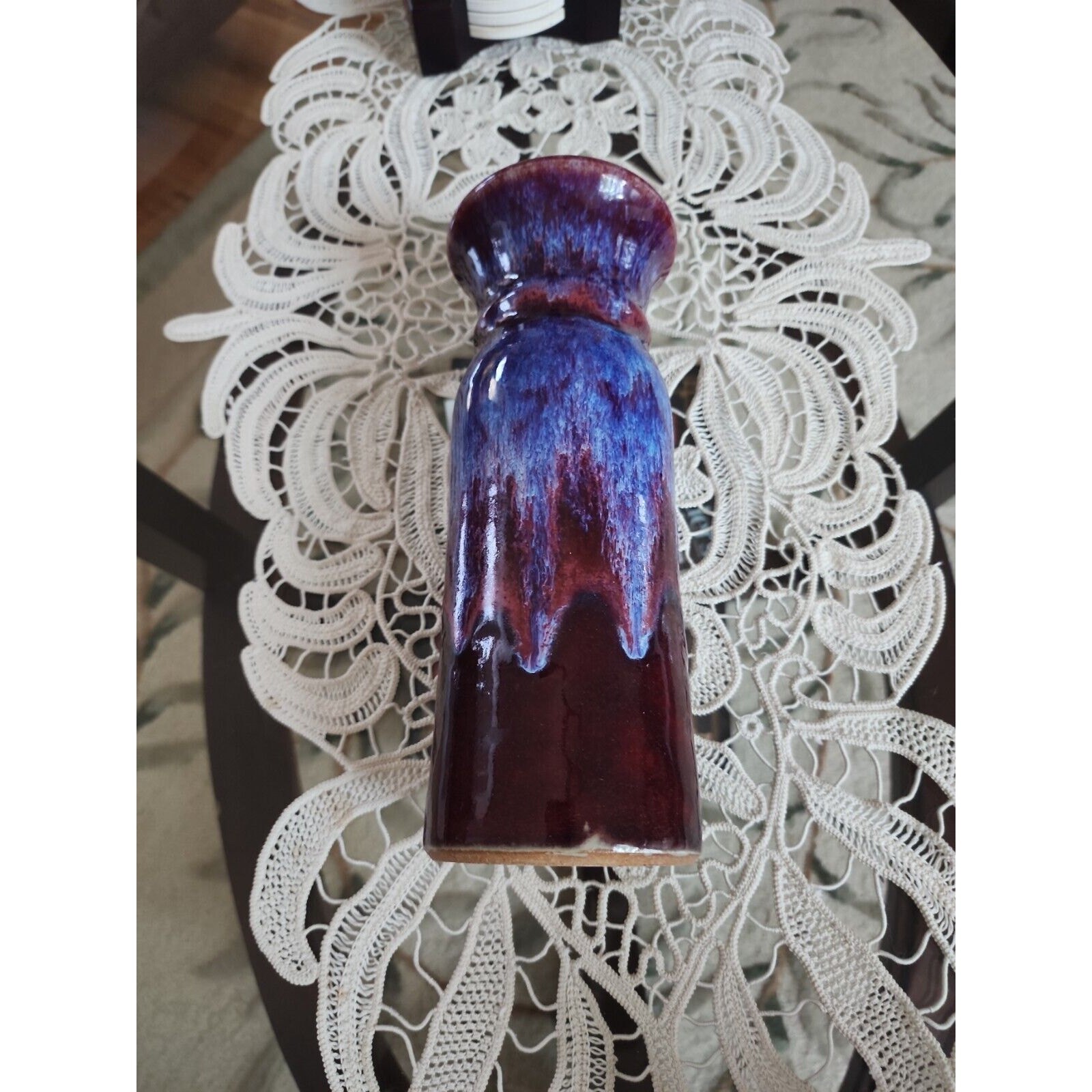 Vintage Art Pottery Vase Drip Glaze 10 inches