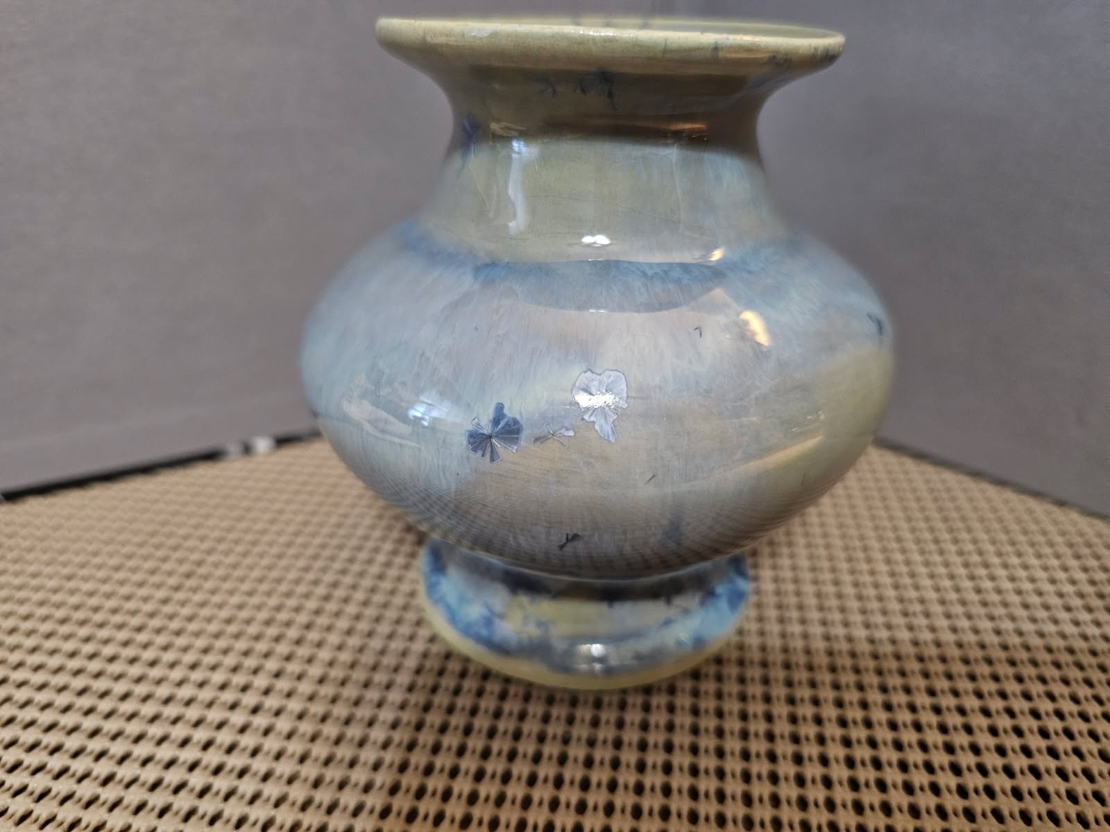 Studio Art Pottery Vase Blue Green Signed RPH 2010 On Bottom. 4.75×4.5 In.