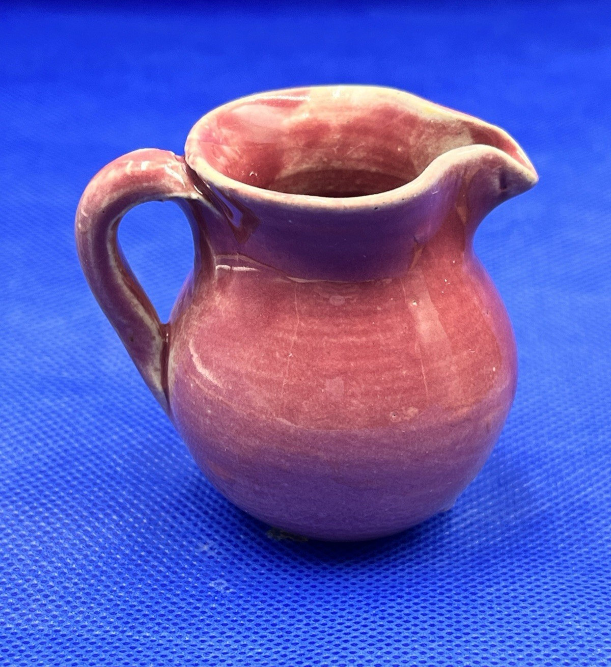 Signed W. J. Gordy Georgia Art Pottery Small Pink Pitcher 2.25″