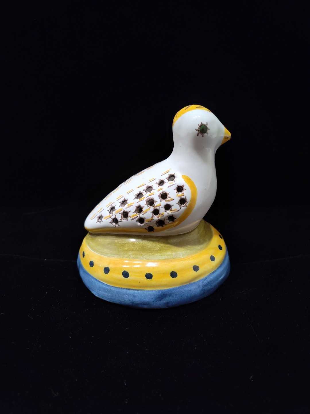 Redware Pottery Bird Incense Folk Art Bird Figurine Signed Made in Portugal Clay