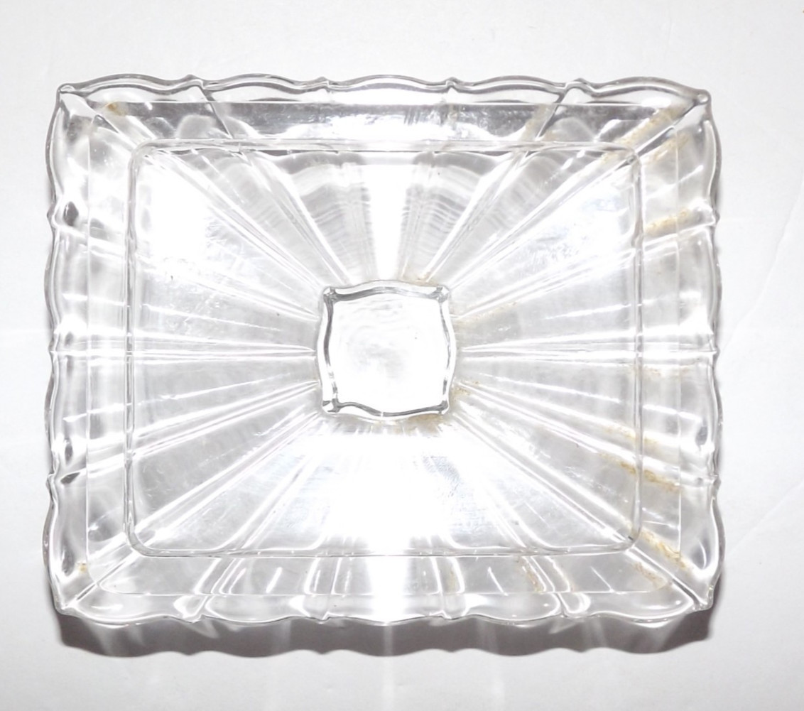 Vtg Retro Black Glass Cigarette Holder Box Clear Lid 4 Double Ashtrays Complete