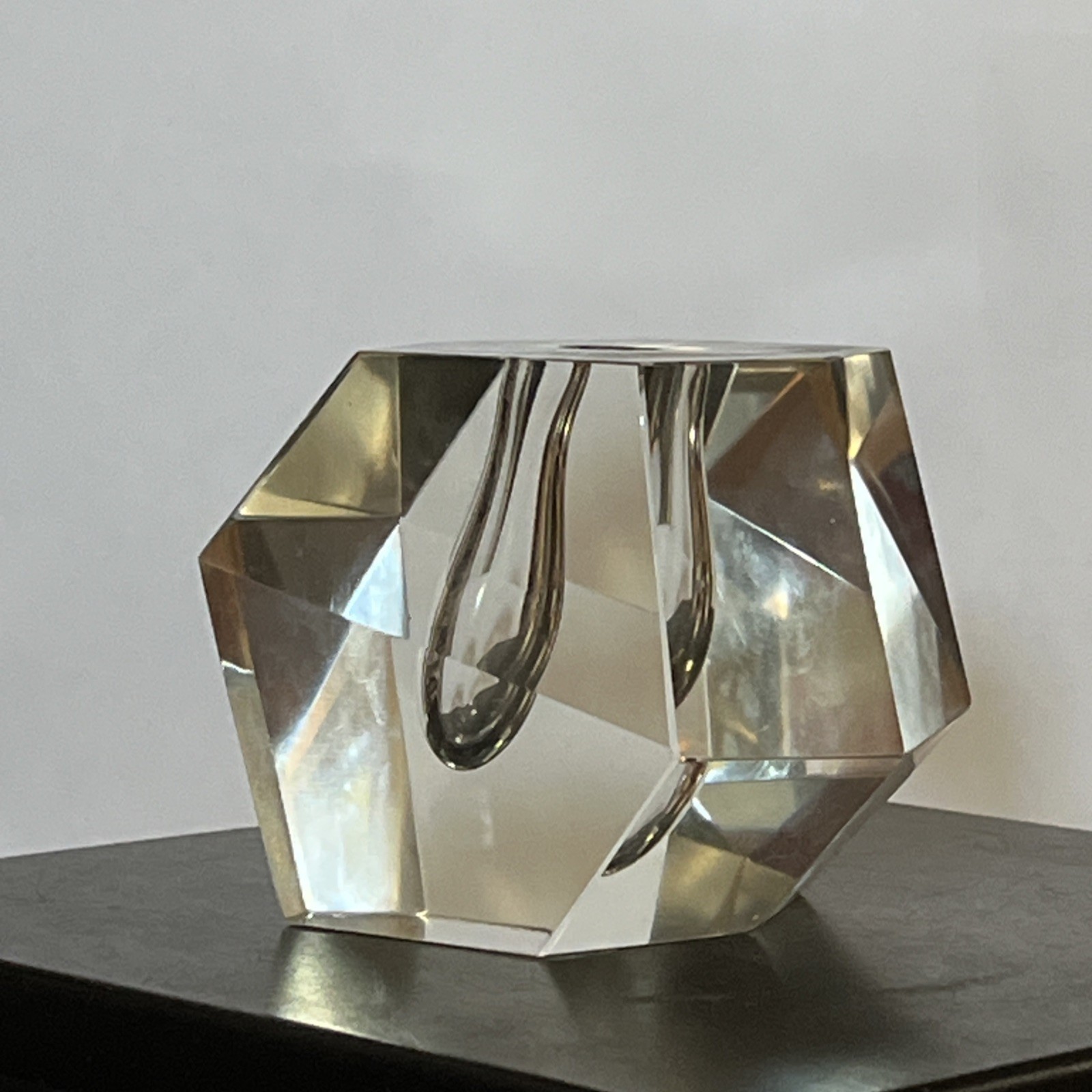 VTG MCM Timo Sarpaneva for Littala Faceted Crystal Orchid Bud Vase Finland