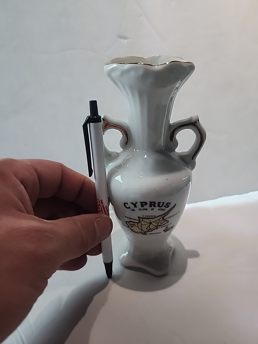 Cyprus Vase 6.5 Inches Tall 2.5 Wide Opening 2 Inches Vintage Dupe Greece Greek