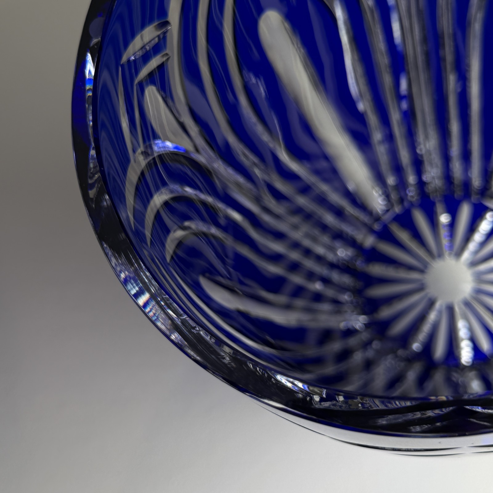Vintage Cobalt Blue Crystal Cut Vase 11.75″ Gothic Arch Fluted Centerpiece Ooak