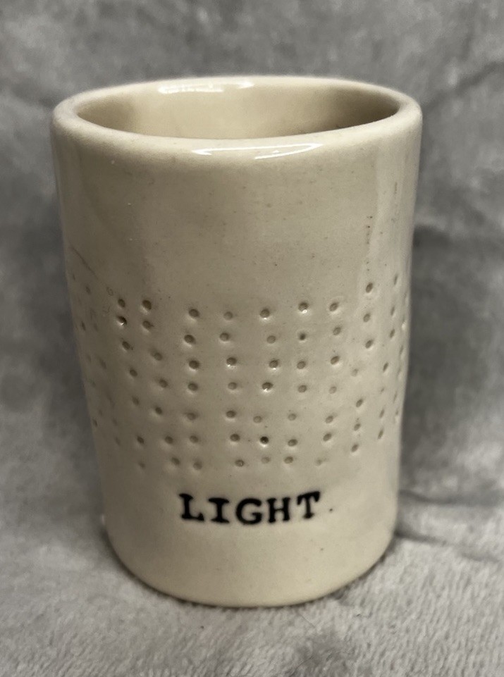HTF~Vintage Rae Dunn Magenta Light Early Candle Holder Votive Typewriter Font