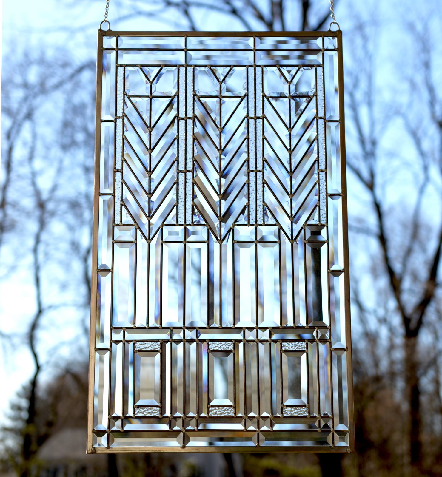 20.5″ x 34.5″ Beveled all clear panel FRANK LLOYD WRIGHT “TREE OF LIFE”