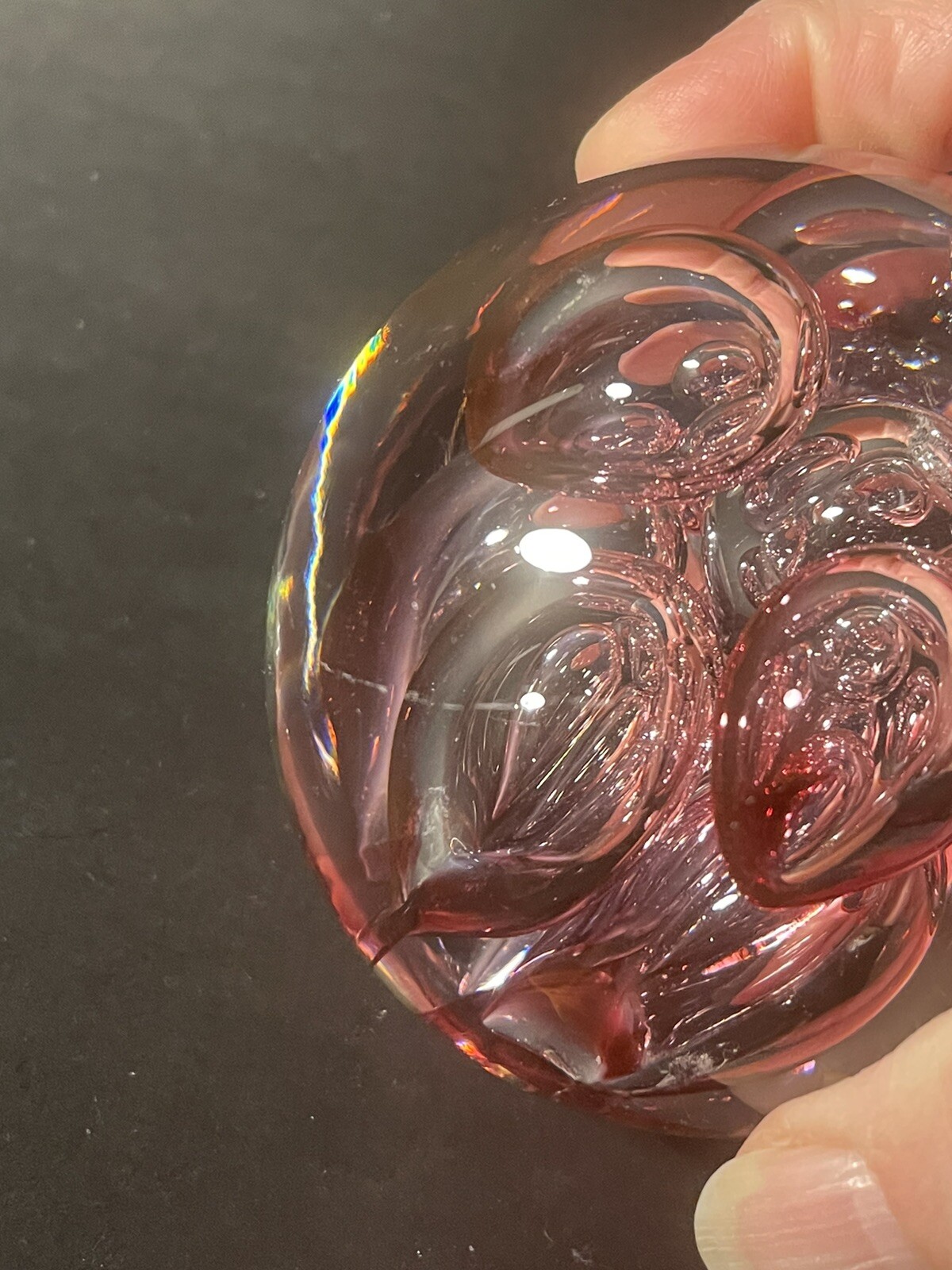 Langham Glass Pink Bubbles Paperweight by Paul Miller- Scratch