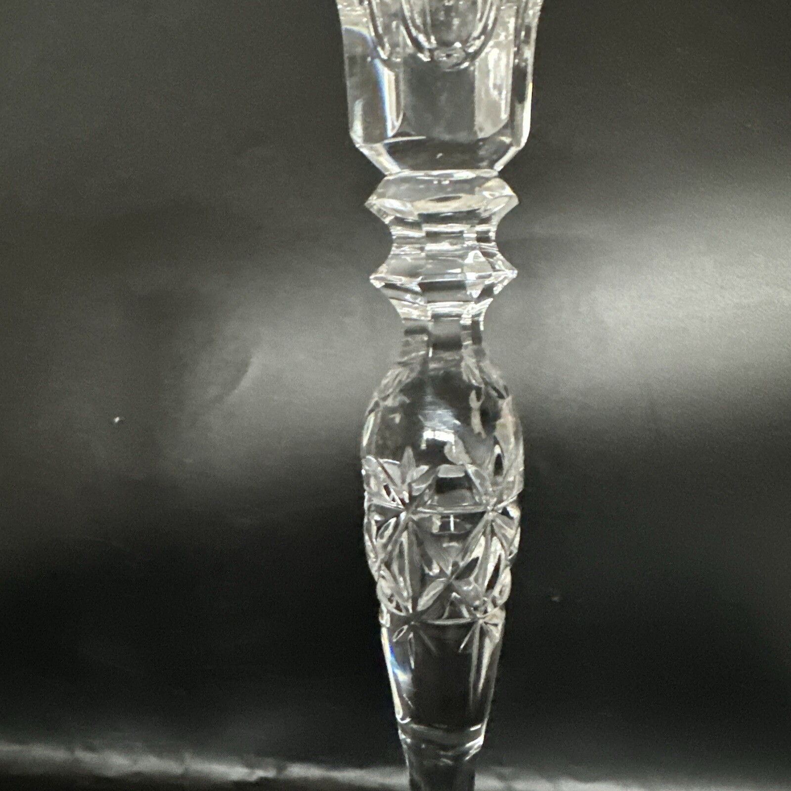 PAIR Rogaska Rosemont Full Lead Crystal Rose Stem Candlesticks 10 3/8 In .
