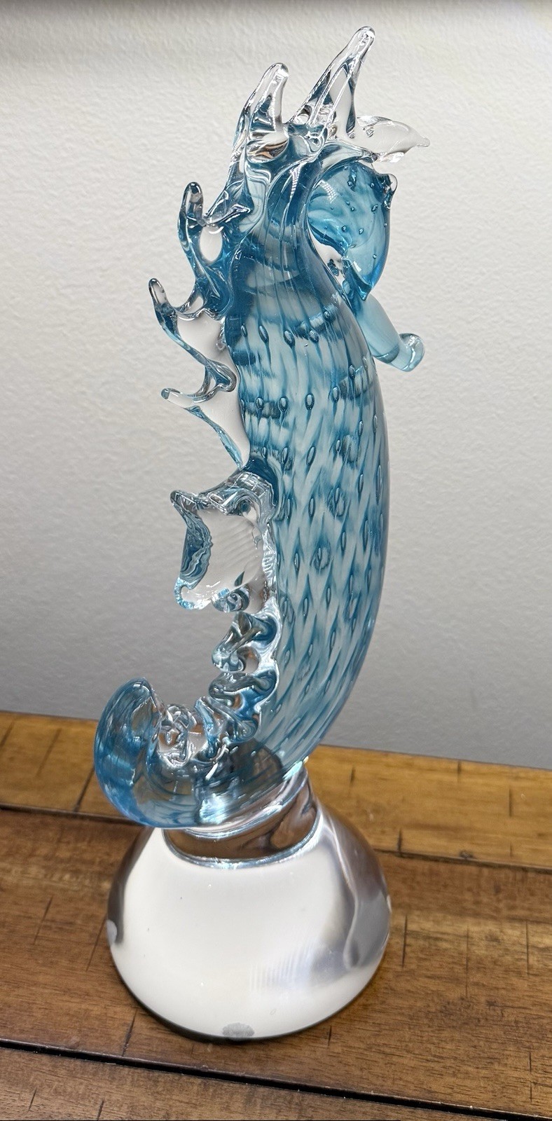 Waterford Ireland Crystal Art Glass 12” EVOLUTION CERULEAN SEAHORSE