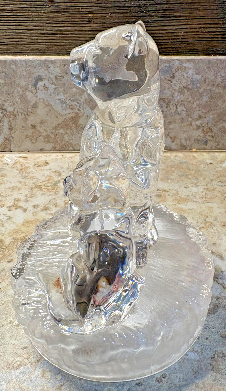 RCR Royal Crystal Rock Lioness & Cub Wildlife Lead Crystal Figurine W/ Box CIB
