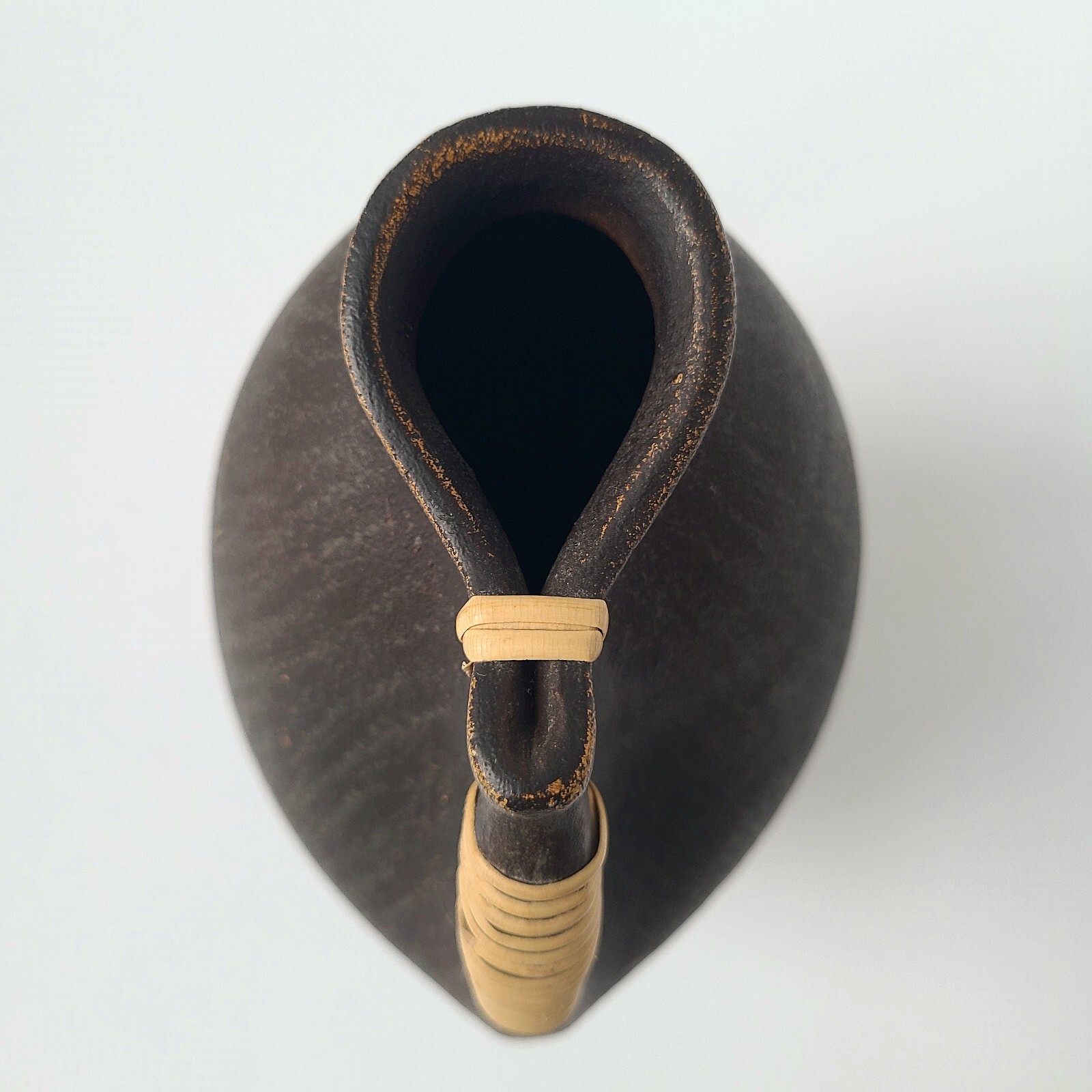 Handmade Terracotta Pottery Pitcher Brown Jug Rattan Wrapped Handle Philippines