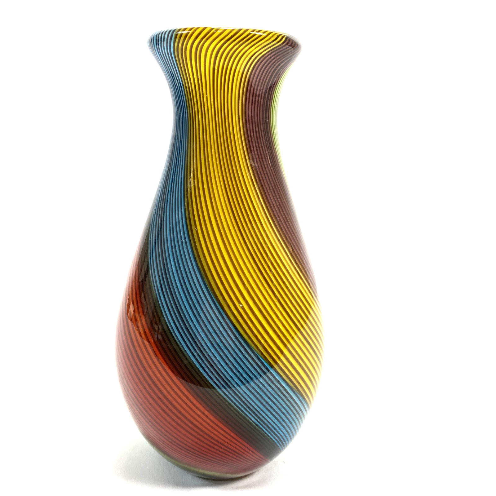 Dynasty Gallery Toscana Rainbow Twist Unique Hand-Crafted Blown Glass 10.5″ Vase