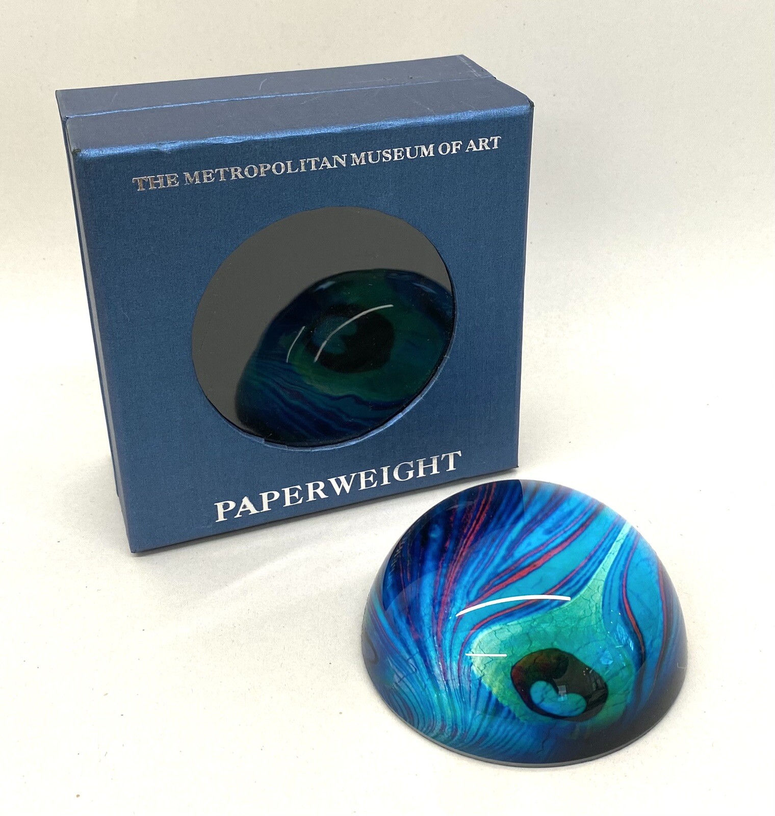 Metropolitan Museum Of Art Louis Comfort Tiffany Favrile Paperweight Peacock New