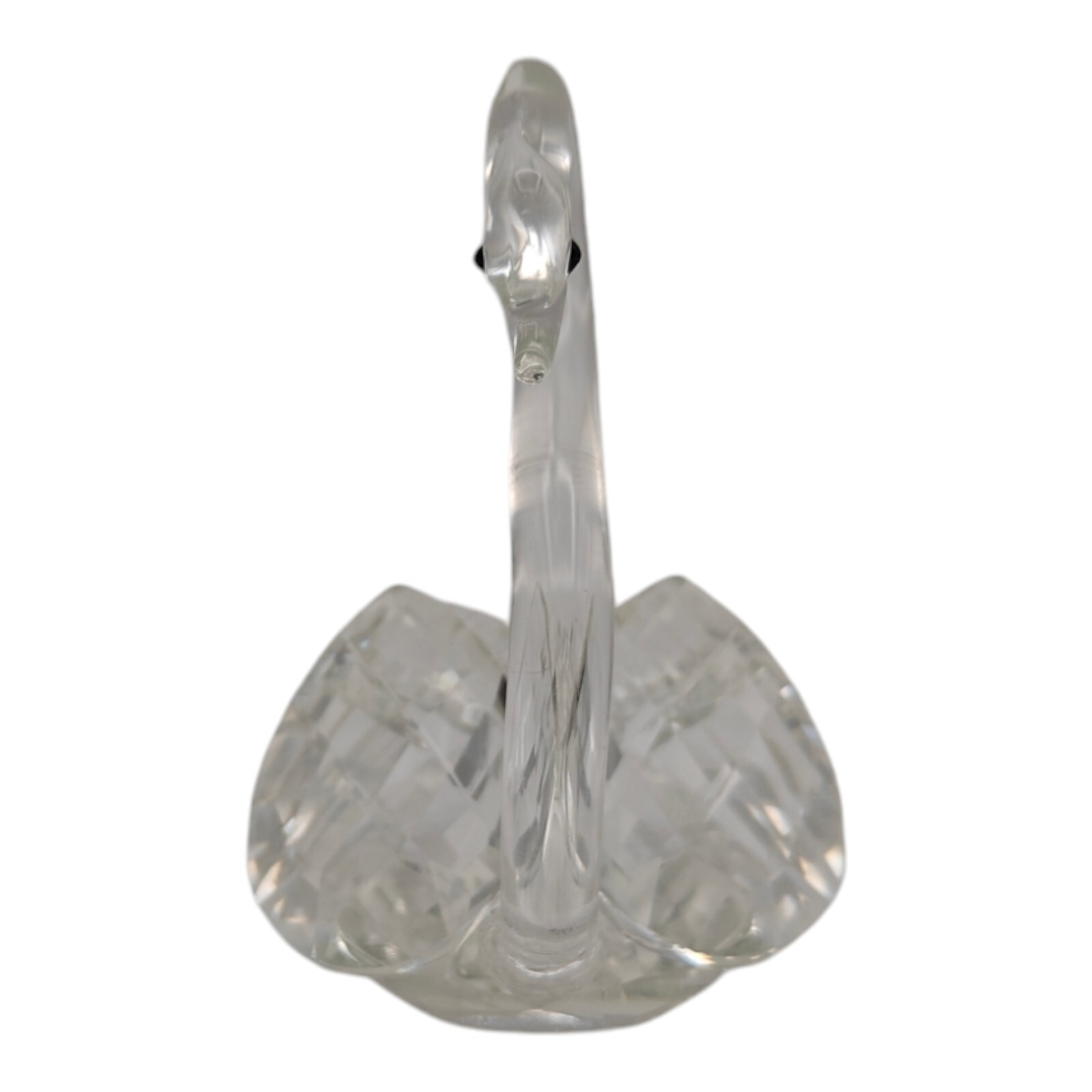 Crystal Swan Figurine Clear Glass Black Eyes