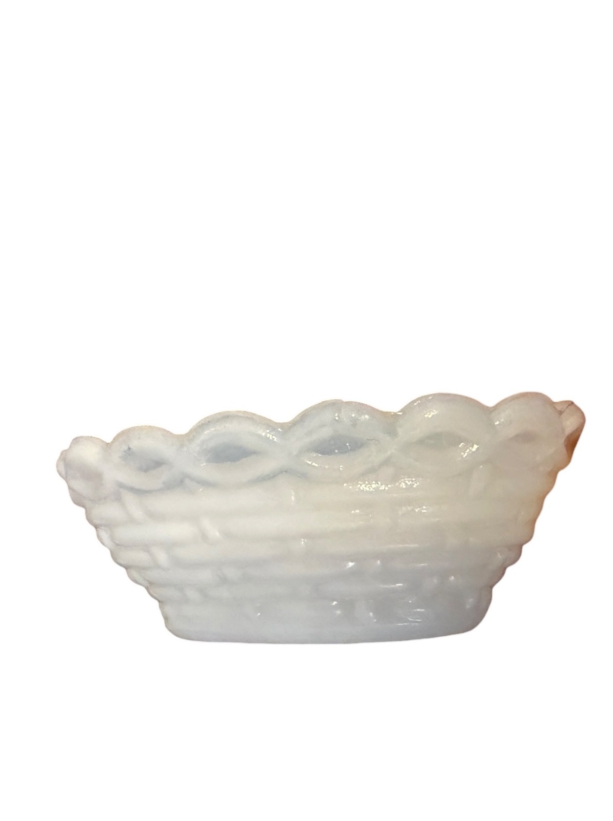 Vintage Westmoreland Mini Opalescent Glass Hen On A Nest Chicken Salt Cellar/Dip