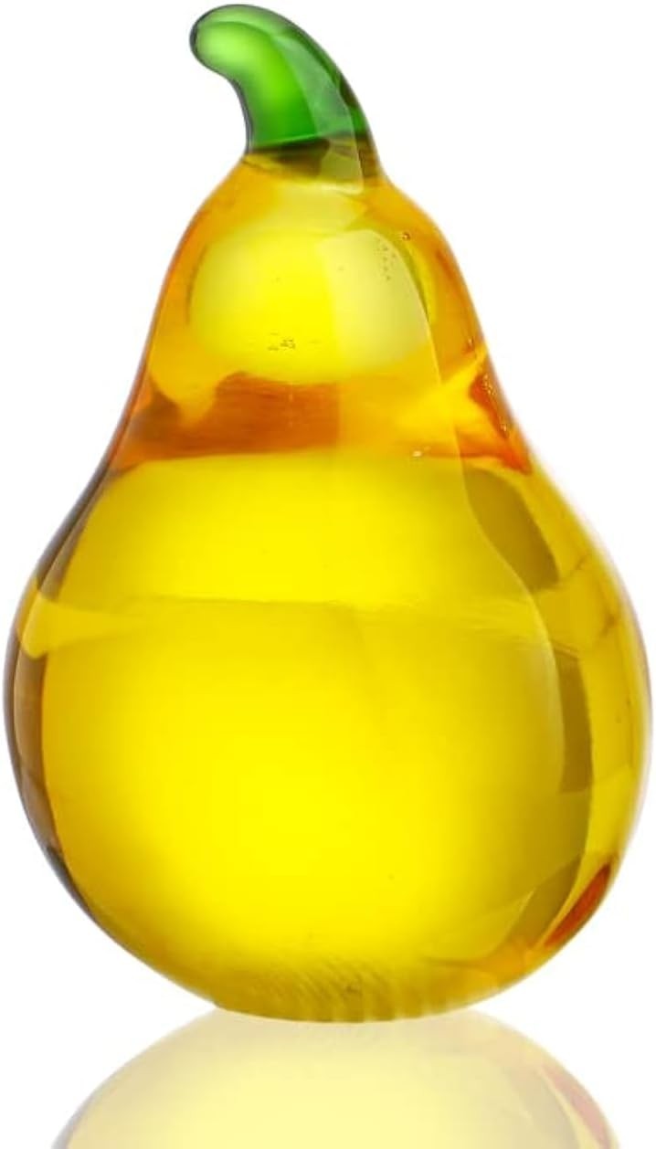 Crystal Pear Figurines Collectibles Glass Fruits Decor for Office Tabletop Cente