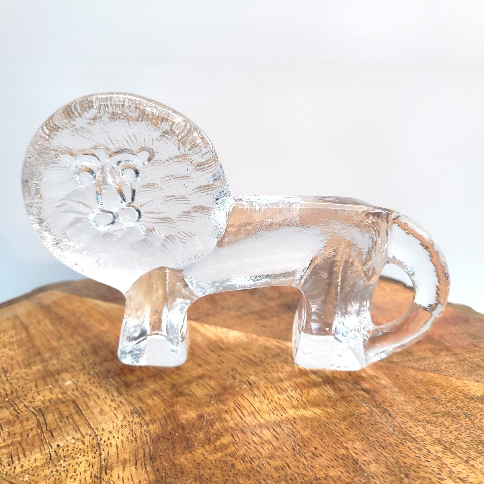 Vintage Kosta Boda Zoo Series Glass Lion Sculpture Bertil Vallien 60s 70s MCM