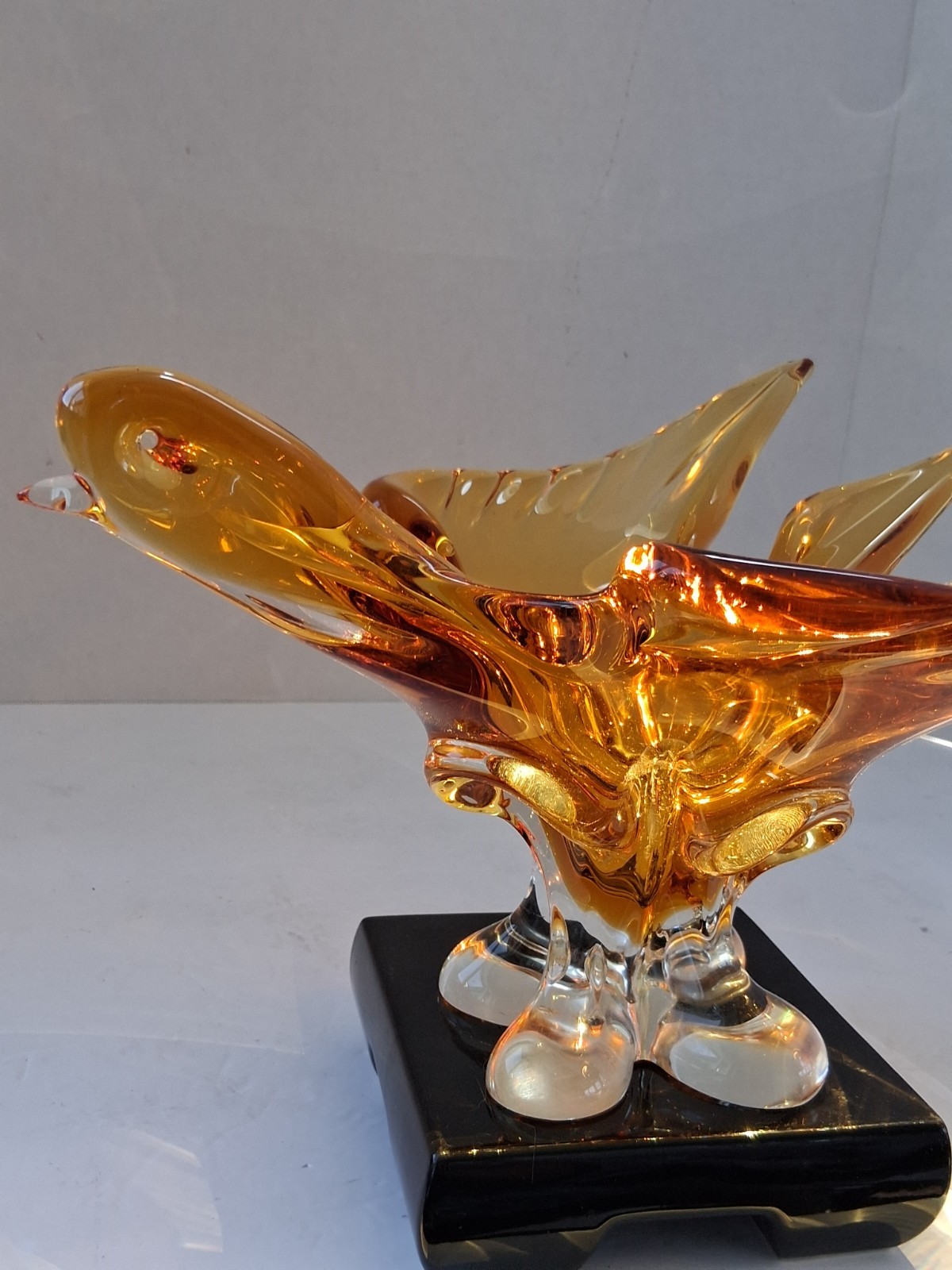 Vintage Glass Art Swan/PHOENIX; Amber/Honey; Possible “Chalet”- Canada?