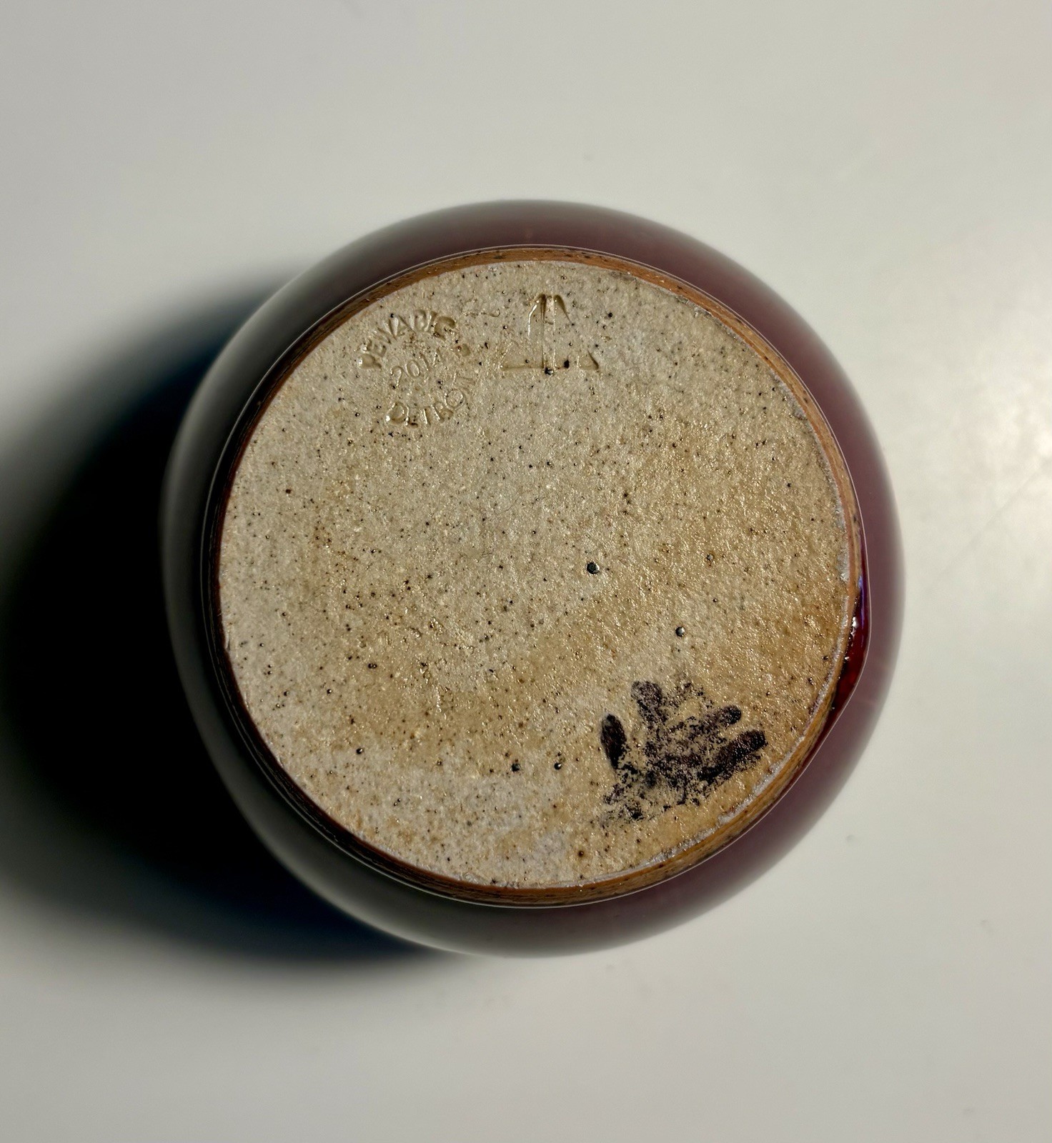 Pewabic Pottery Detroit Cranberry Glaze Vase Marked JA 2014