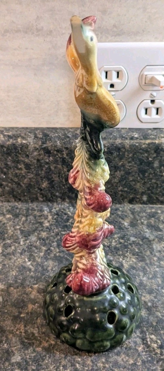 MCM Hull Bird Of Paradise Flower Frog 10.5” Ohio Art Pottery Beak Damage