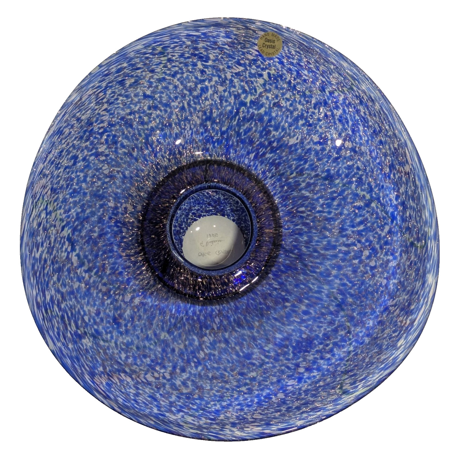 Oasis Blue Crystal Shallow Bowl — Geoffrey Dickinson — Australian Glass Artist