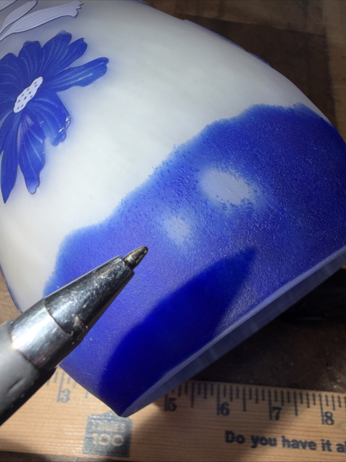 Shannon Crystal Ireland Cameo Art Glass Vase Hand-Cut Mouth-Blown Blue & White