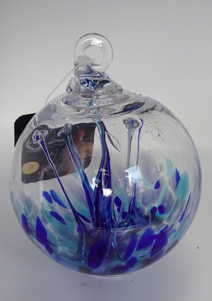 NIB Luke Adam Studio Art Glass 4″ “RAINDROP” Wishing Ball Ornament Witches Orb