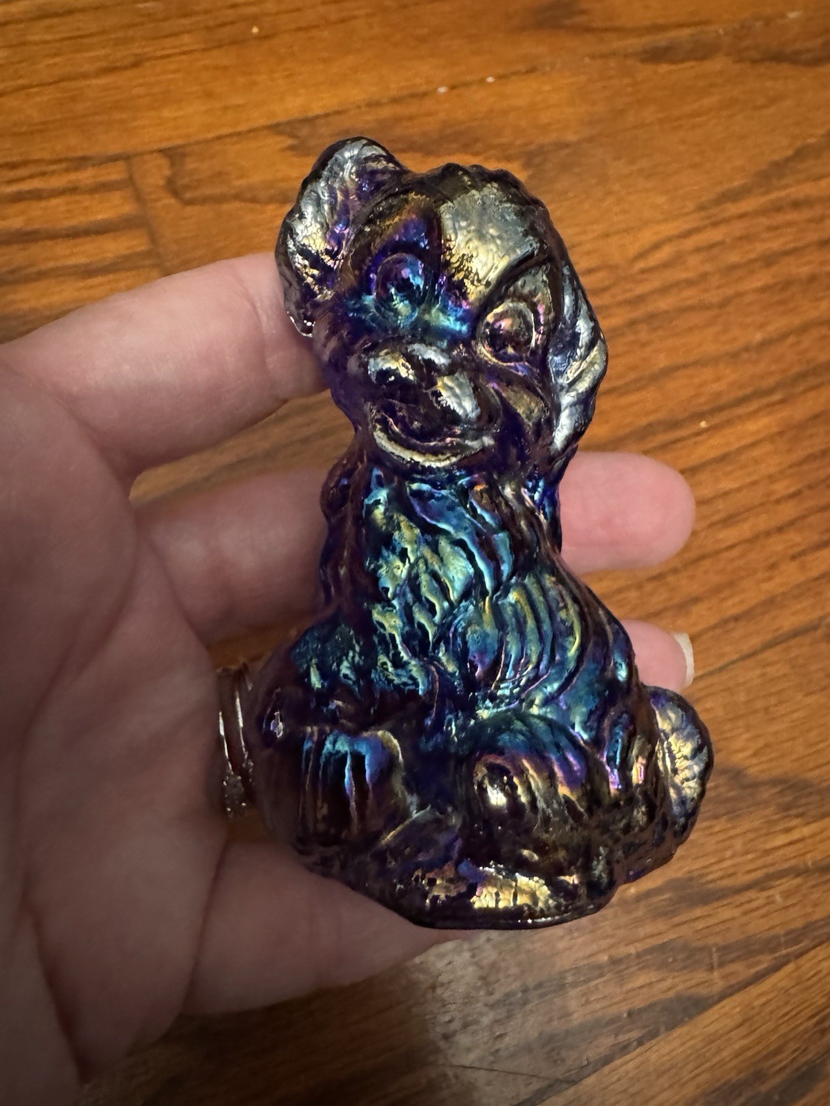 Boyd Carnival Purple Iridescent Dog Glass Figurine terrier schnauzer Skippy