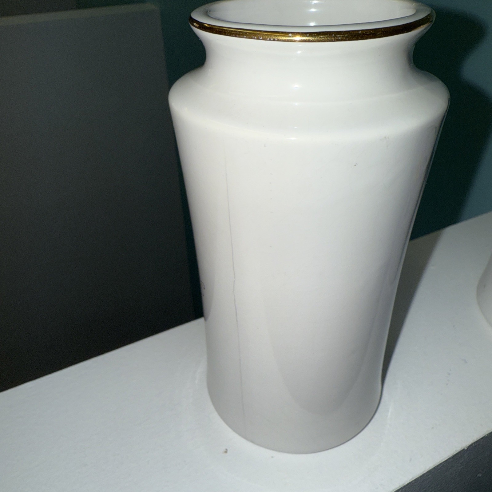 2 Vintage 80s Art Deco Revival White Ceramic Vase Pink Black Asian Butterfly