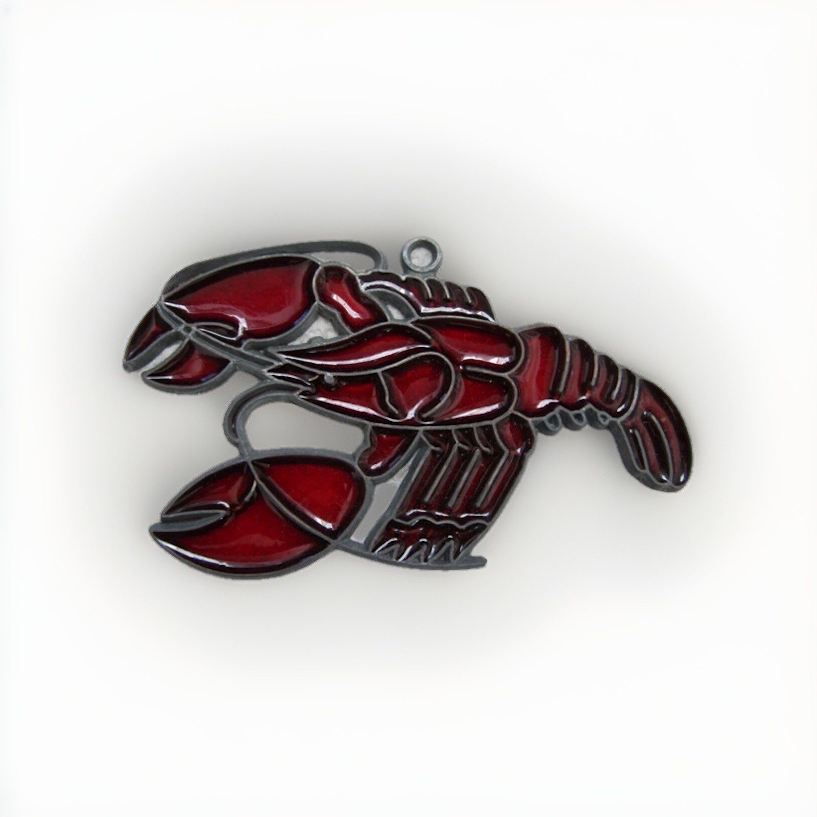 Vintage Faux Stain Glass Lobster Suncatcher- Nautical- Ocean ~ 4.0″ Long