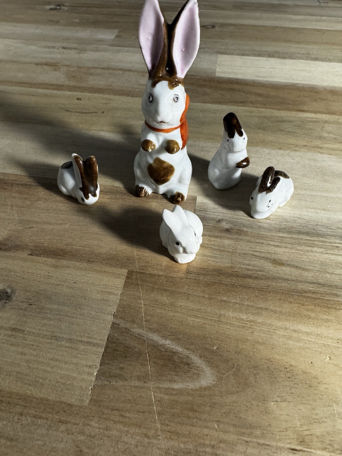 Vintage Bunny Rabbit Family, Mom & Kids, China Set Japan Decor Easter, Lot of 4