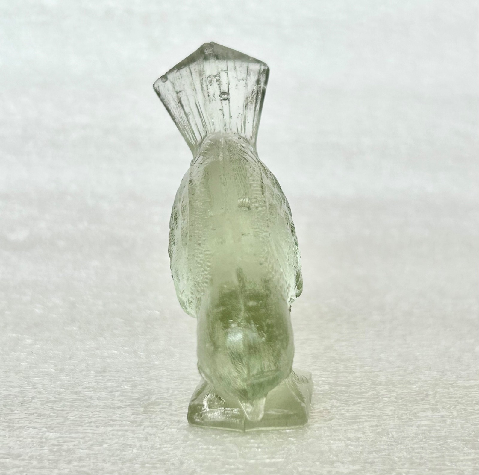 VINTAGE ANTIQUE EAPG MOLDED DEPRESSION GREEN GLASS BIRD MINIATURE FIGURINE
