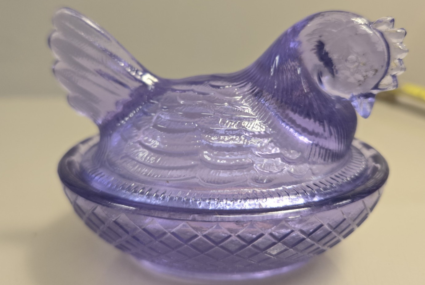 RARE “Turned head and tucked” 3.5″ Degenhart Mini Hen On A Nest – Heatherbloom