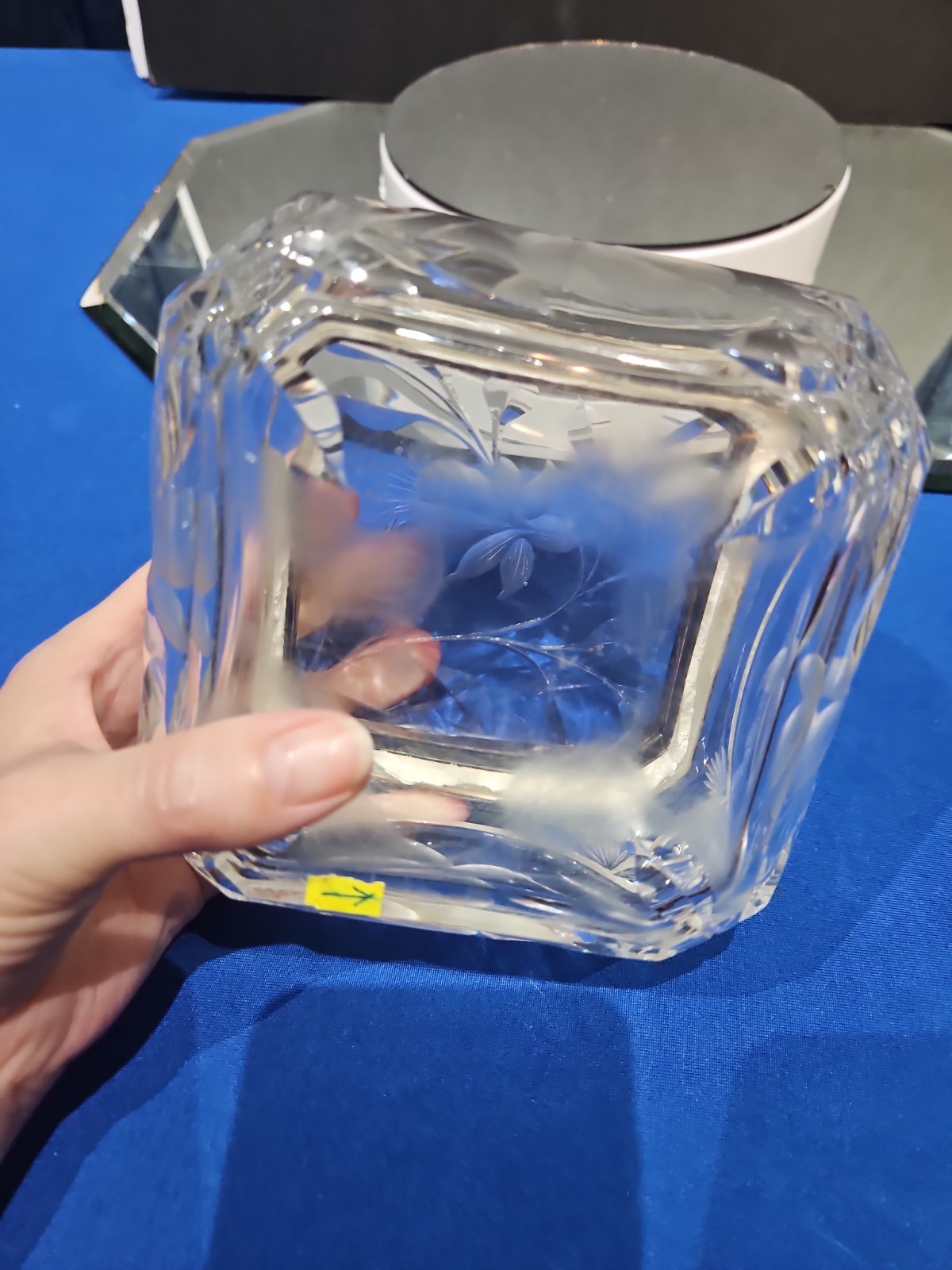 Hinged Handkerchief Box American Brilliant Cut Glass Crystal Sinclaire Fuschia